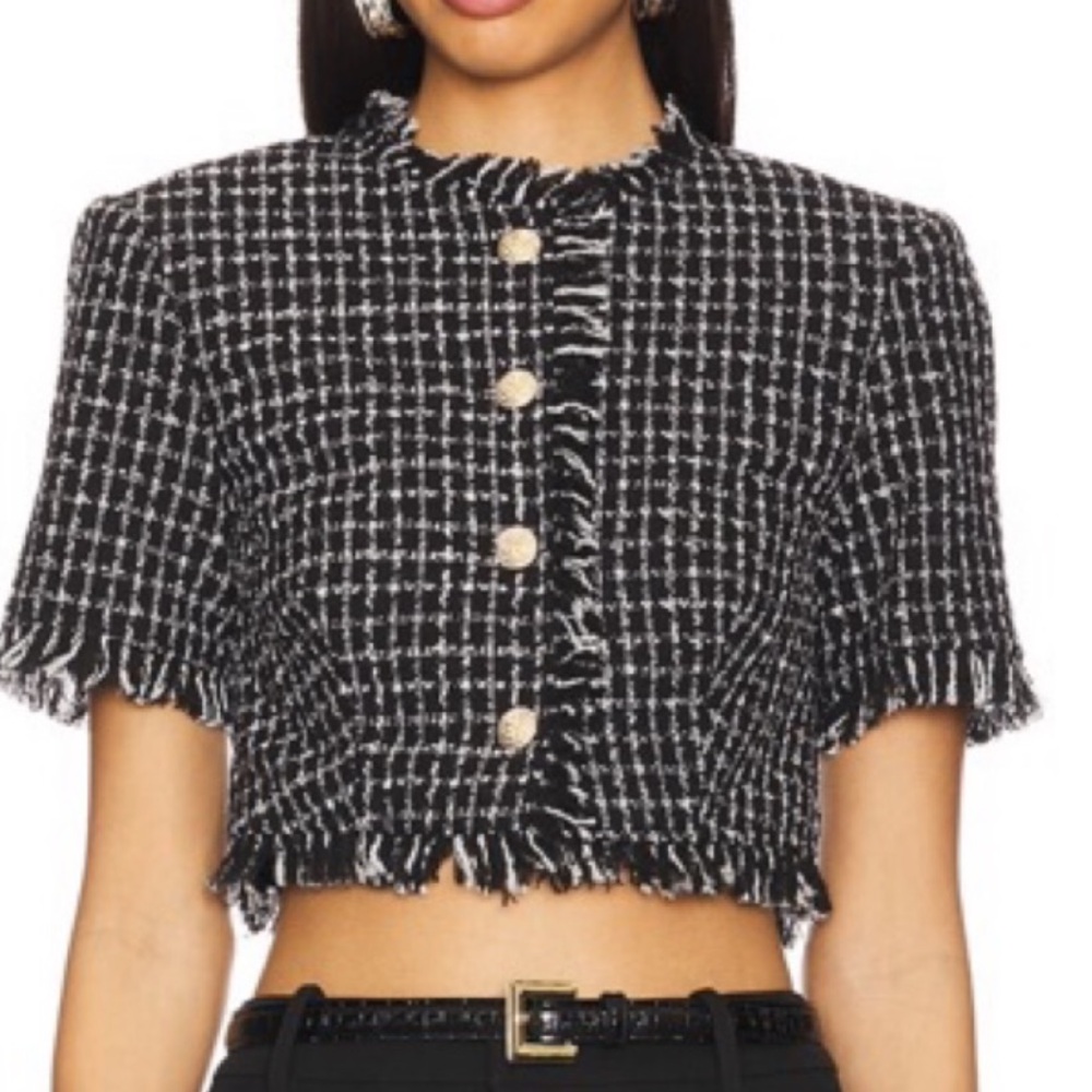 Black and White Tweed Crop Top